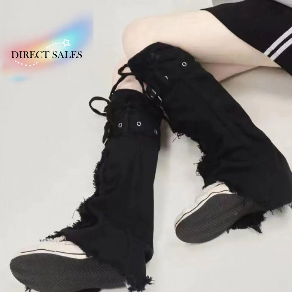 Cute Y2k Cross Leg Warmers JK Retro Trumpet Leg Covers Sweet Cool Lolita Long Stockings Fall Winter