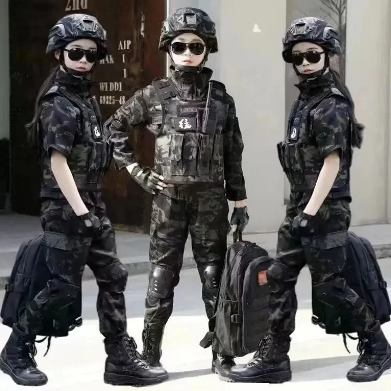 New Children's Special Forces Combat Uniform New Camouflage Training Suit Black Eagle Camouflage Suit Performance Suit