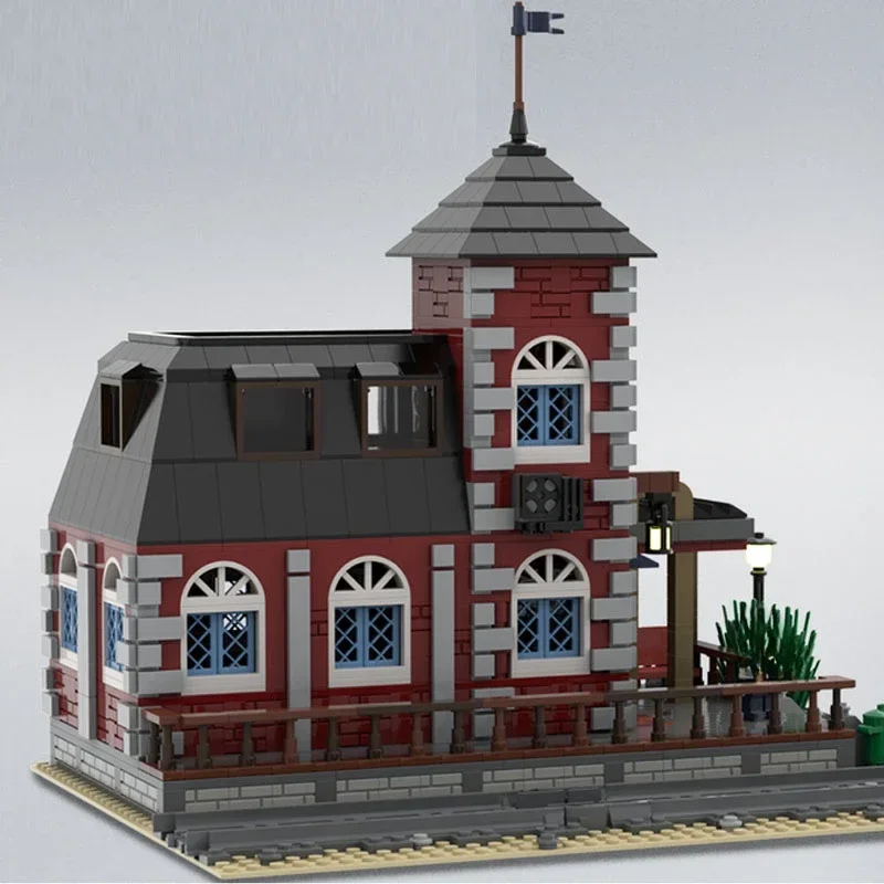 1305PCS Country Train Station MOC Creative street view Model Building Blocks Architecture DIY Education Assembly Model Toys