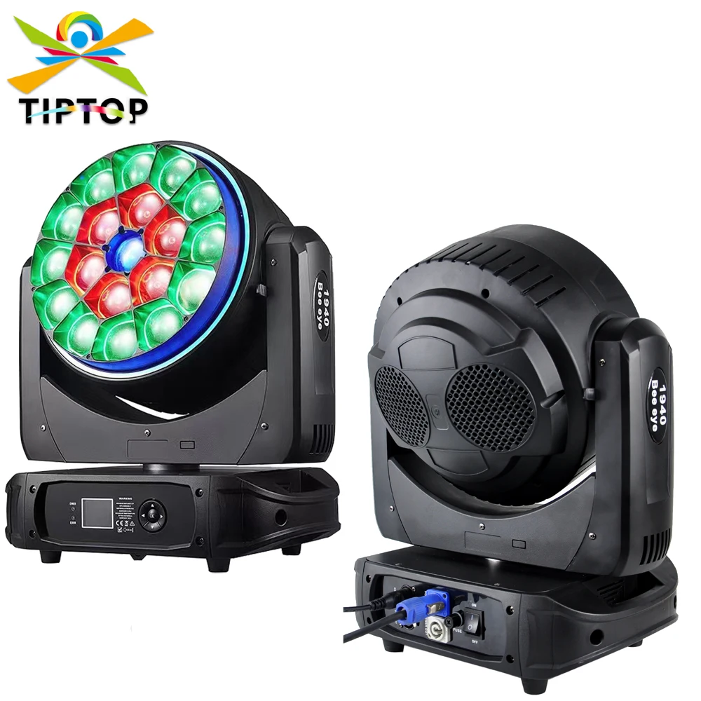 TIPTOP 19x40W RGBW 4IN1 Big Bee Eyes Led Moving Head Zoom Light with Halo RGB 3IN1 Belt Effect Lens Rotation Beam Spot 2IN1