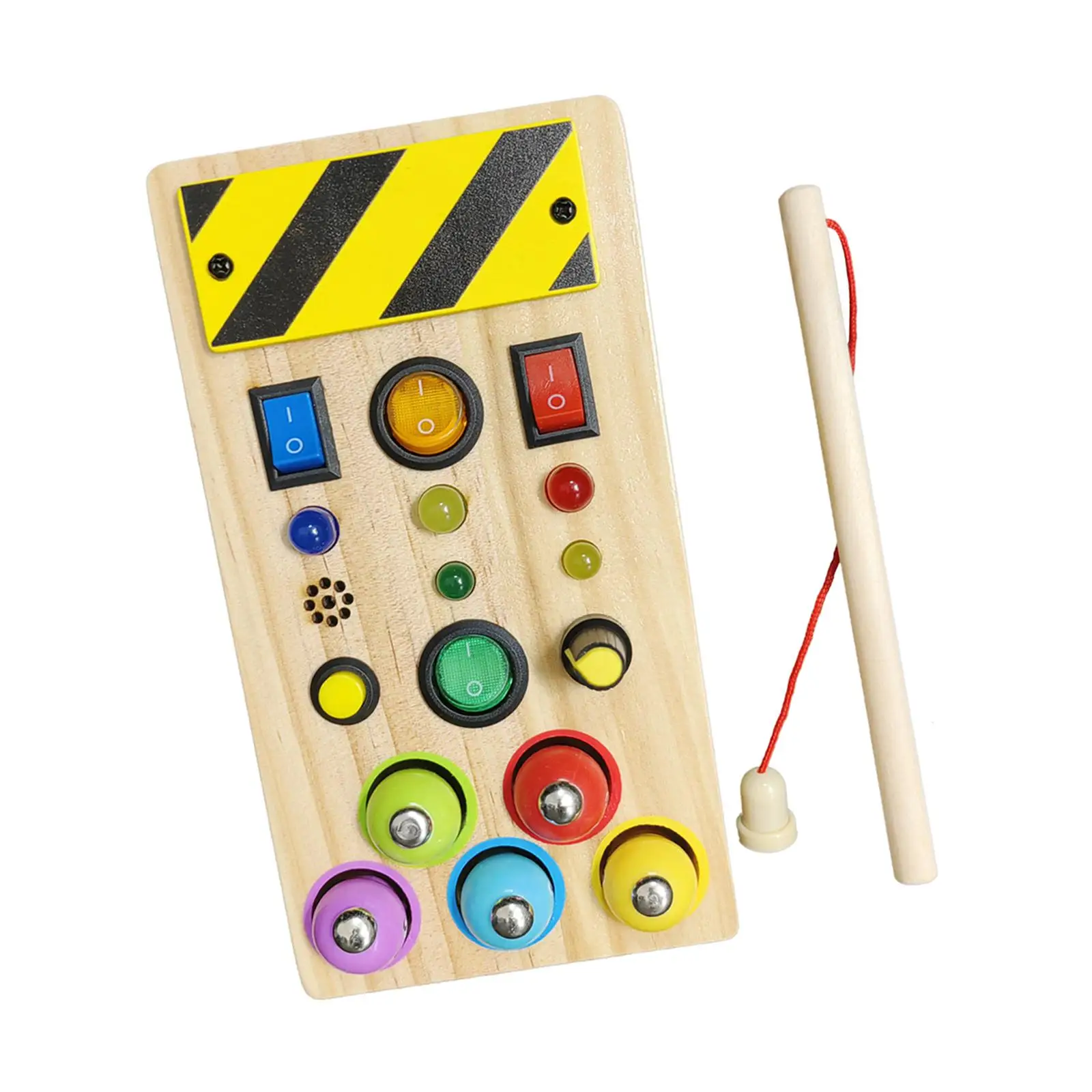 Sensory Board Switch Light Toy Activity Developing Lights Buttons Busy Board for Wooden Toy Preschool Boys Girls Activities