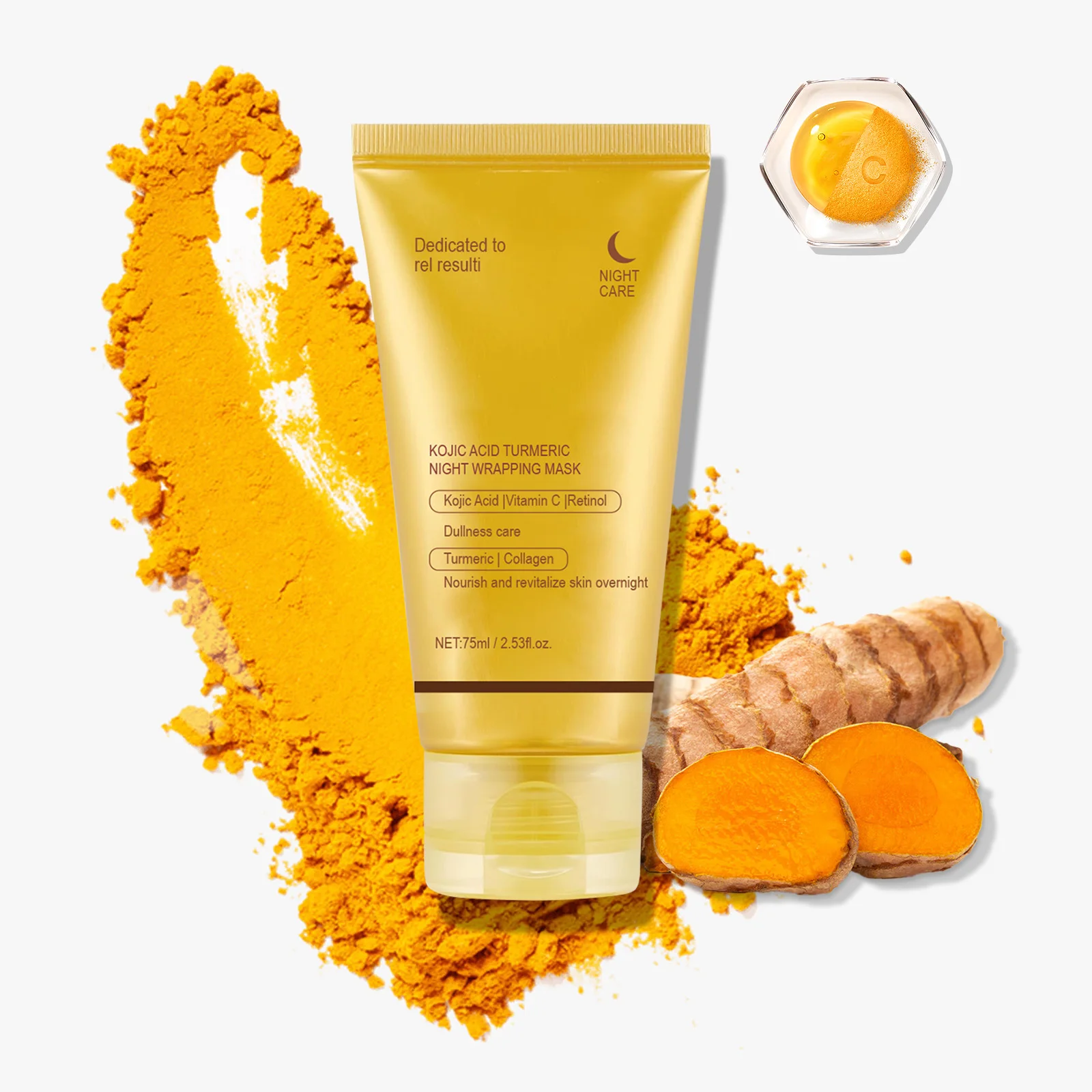 Turmeric Collagen Night Mask  Hydrating Skin Peel-off Mask Hydrating Moisturizing Brightening To Improves Spots Acne Dullness