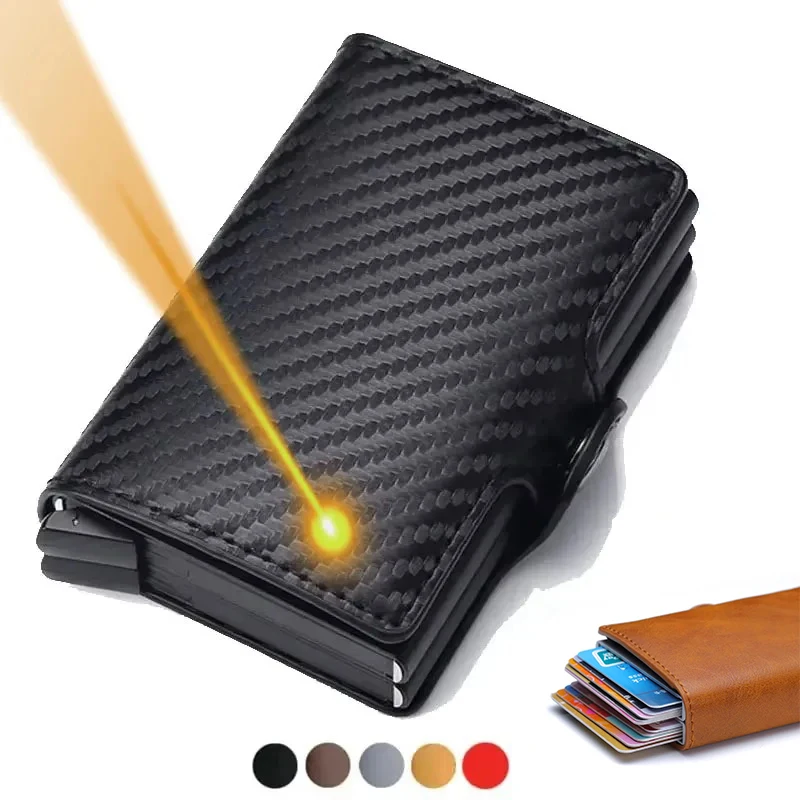 Engraving Name Carbon Fiber Mini Pop Up Wallet Custom Gift Rfid Card High Quality Men Wallets 12 Card Holders Small Money Bag