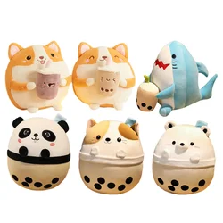 Lindo juguete de peluche de Animal Boba, muñeco suave de peluche de Corgi, perro, oso, gato, tiburón, Cosplay, té de leche, regalo de cumpleaños y Navidad para niños