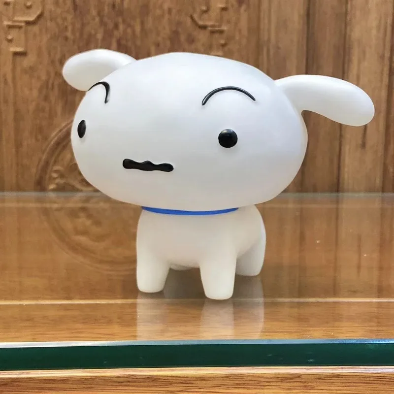 Miniso crayon shinchan anime figura brinquedo bonito cão branco mesa decoração modelo boneca colecionável personagem dos desenhos animados animal de estimação temático item