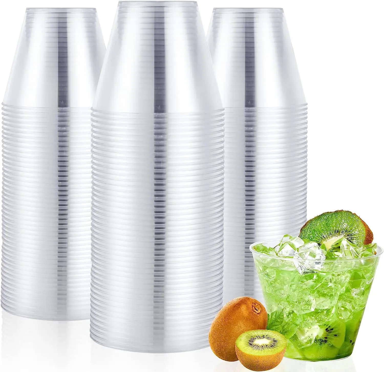 100 Pack Clear Plastic Cups 9oz, Disposable Plastic Cups Tumblers, Heavy Duty Cocktail Cups for Weeding, Party