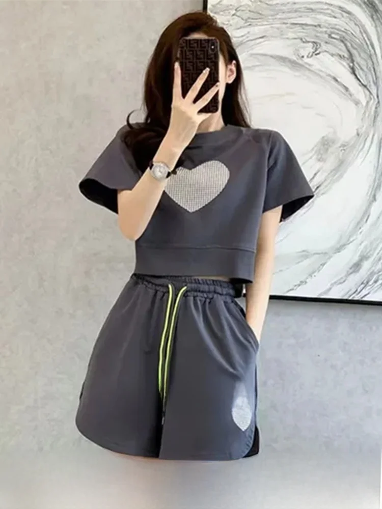 

Faionable Casual Spor Wide Leg ort orts Set Summer New Arrival Anti-Aging Small Stature People Cotton Blend Set