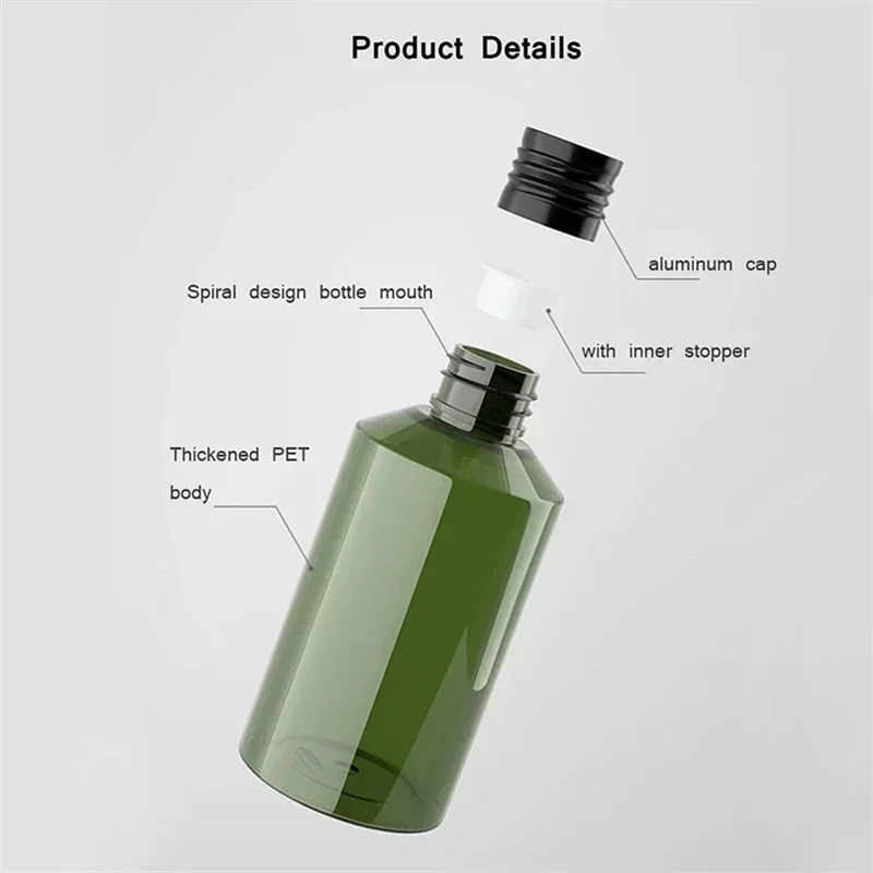 5pcs Light Avoiding Plastic Bottles with Aluminum Cap ,Liquid Subpackaging Bottle Portable Travel Container Bottles Wholesale