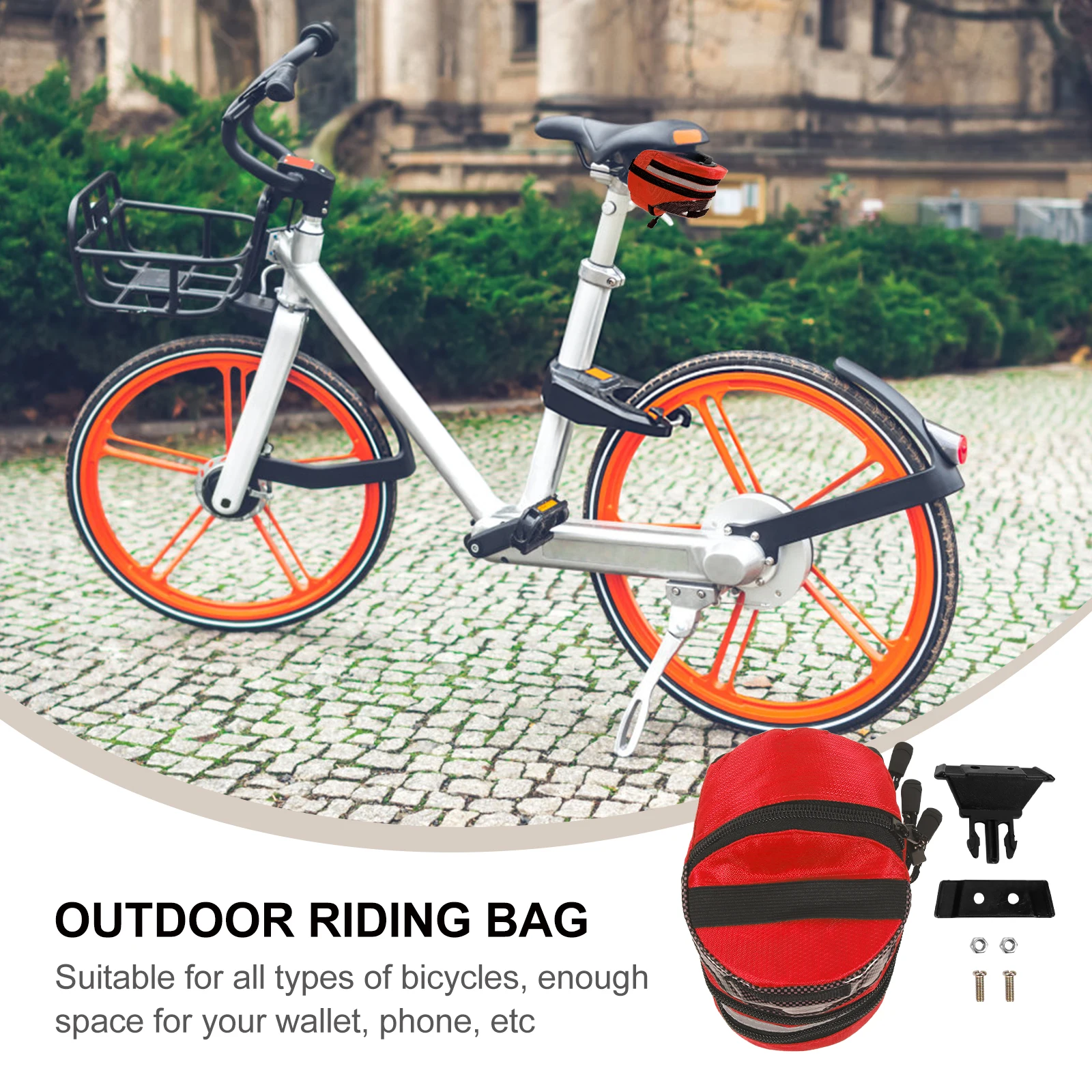

Bike Saddle Bag Large Capacity Waterproof Durable Polyester Cycling Tail Bag Rear Pouch Reflective Stripe Easy Attach Suitable