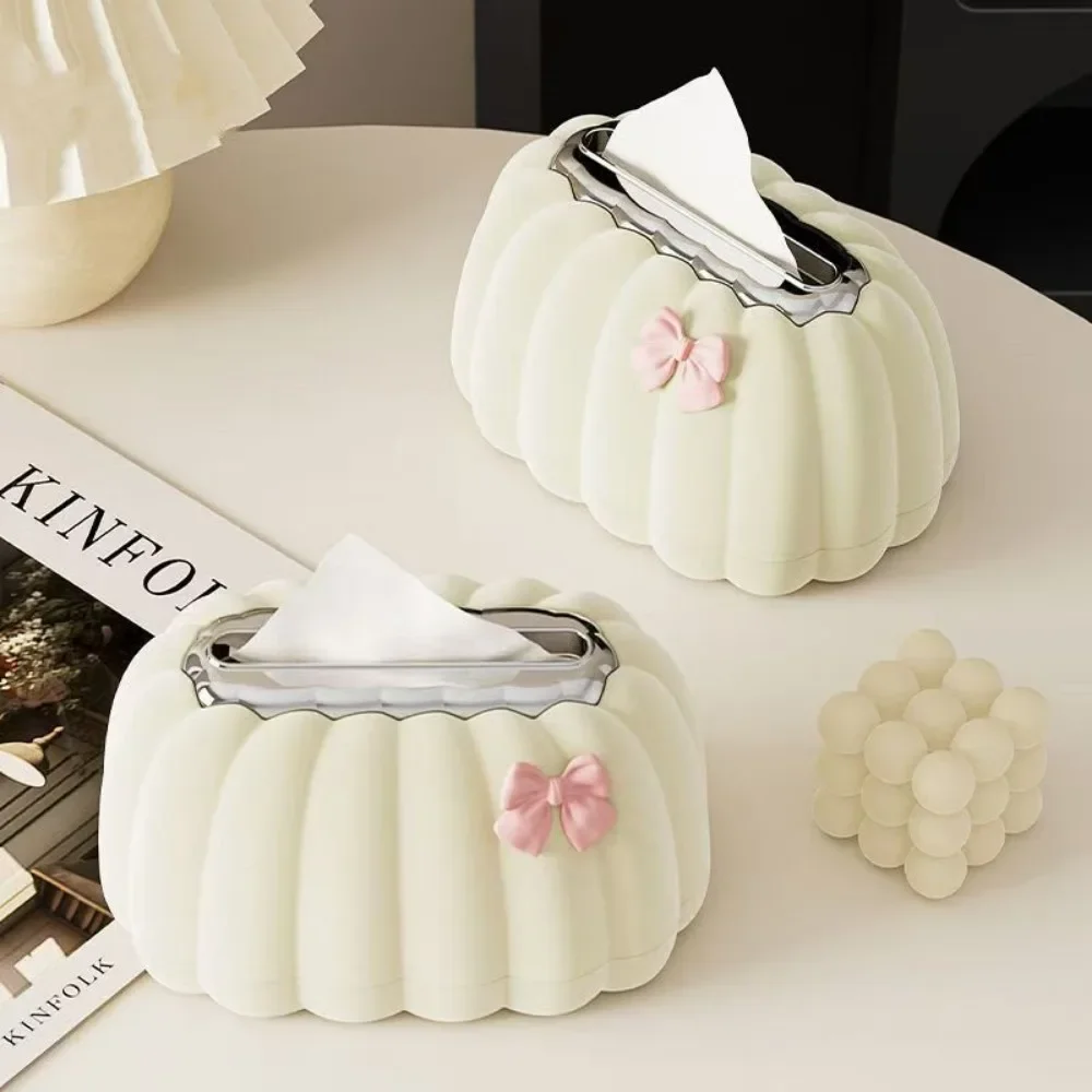 Pumpkin Spring Tissue Box Home Creative Paper Office Living Room Simple Cream Style Plush Tissue Storage Box