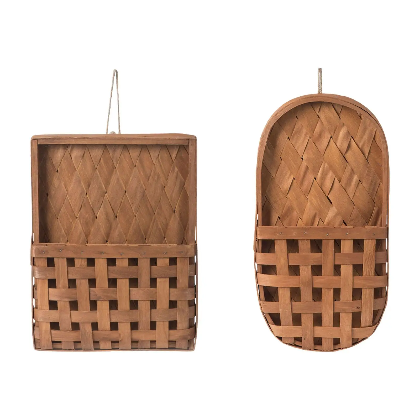 

Wood Wall Hanging Flower Basket Hand Woven for Living Room Lightweight