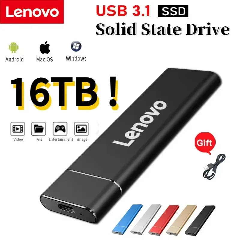 NEW Lenovo 256TB External Hard Drive 2TB 8TB Portable External SSD Hard Disks High-Speed Drive External Solid State Hard Drive