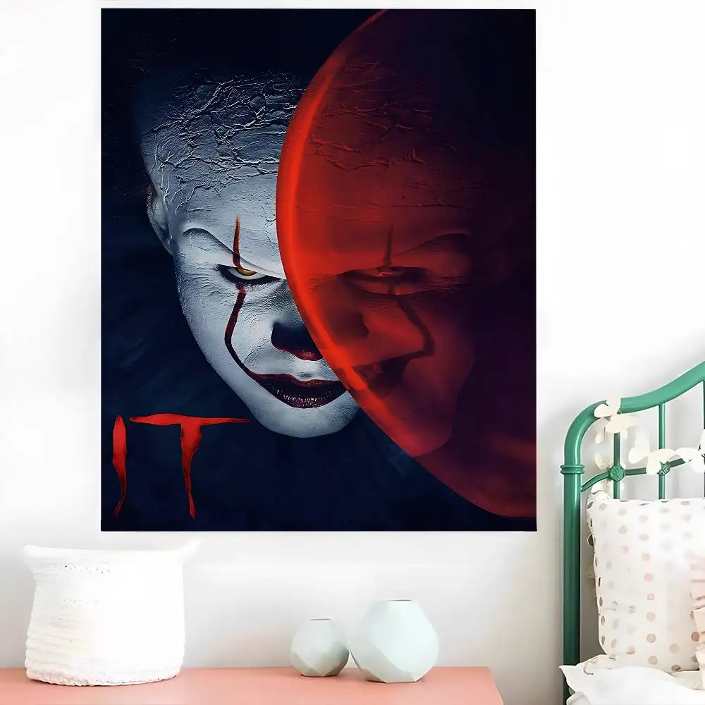 فيلم الرعب It P-Pennywise مهرج أنيمي الكرتون نسيج الهبي زهرة جدار السجاد النوم ديكور ديكور فني للمنزل