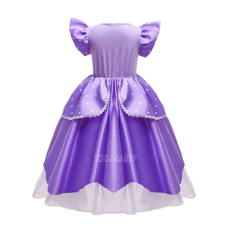 Princess Sofia Dress for Girl Kids Cosplay Costume Puff Sleeve Layerd Dresses Child Party Birthday Sophia Fancy Costumes