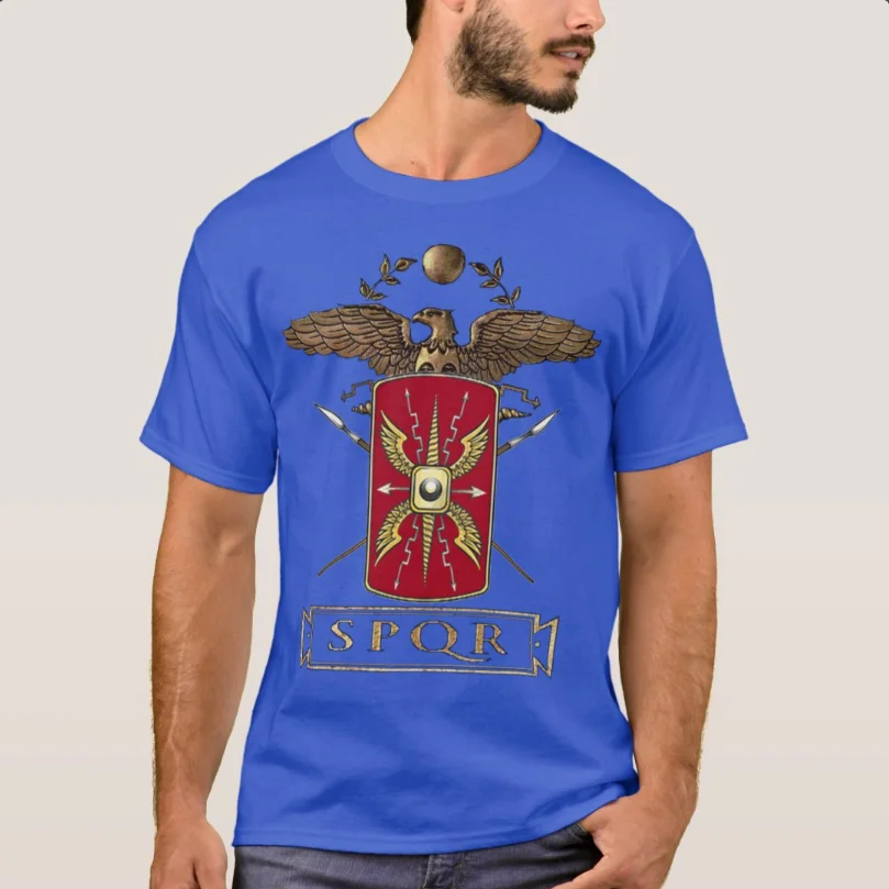 Roman Legion Eagle Shield Symbol SPQR Emblem T-Shirt 100% Cotton O-Neck Summer Short Sleeve Casual Mens T-shirt Size S-3XL