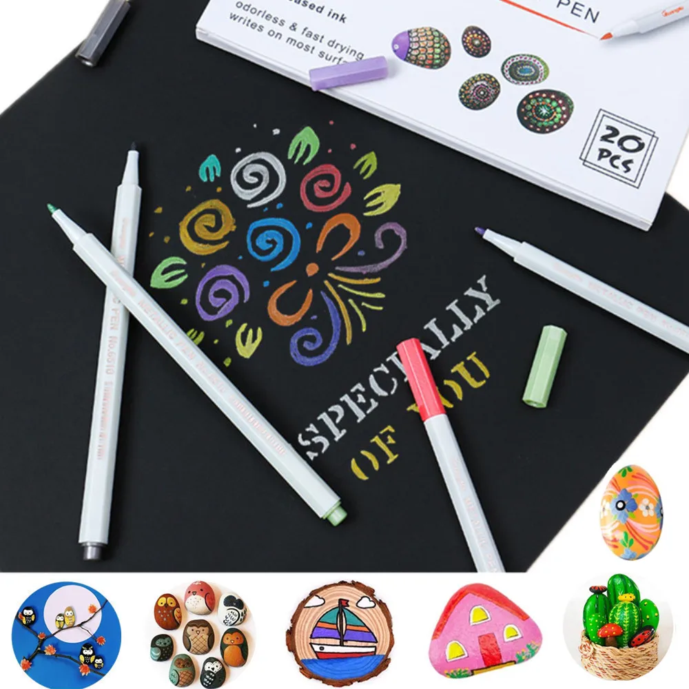 Soft Tip Metal Graffiti Markers Highlighters Paint Pens Craftwork Drawing Marker Art Kawaii Permanent Student Supplies