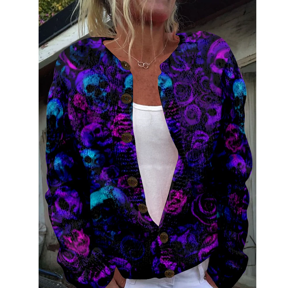 

Autumn Winter Knitted Cardigan Women Sweater halloween Vintage Sweaters Knit Top Fashion Casual Chic Jumpers Streetwear Gift