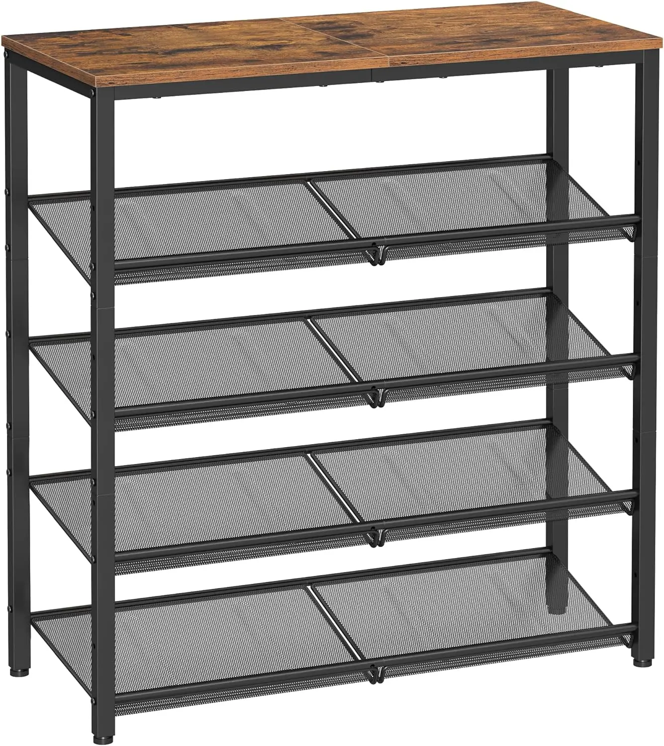 

Shoe Rack for Entryway, 5 Tier Shoe Storage Shelves, 16-20 Pairs Shoe Organizer, with Sturdy Wooden Top and Steel Frame