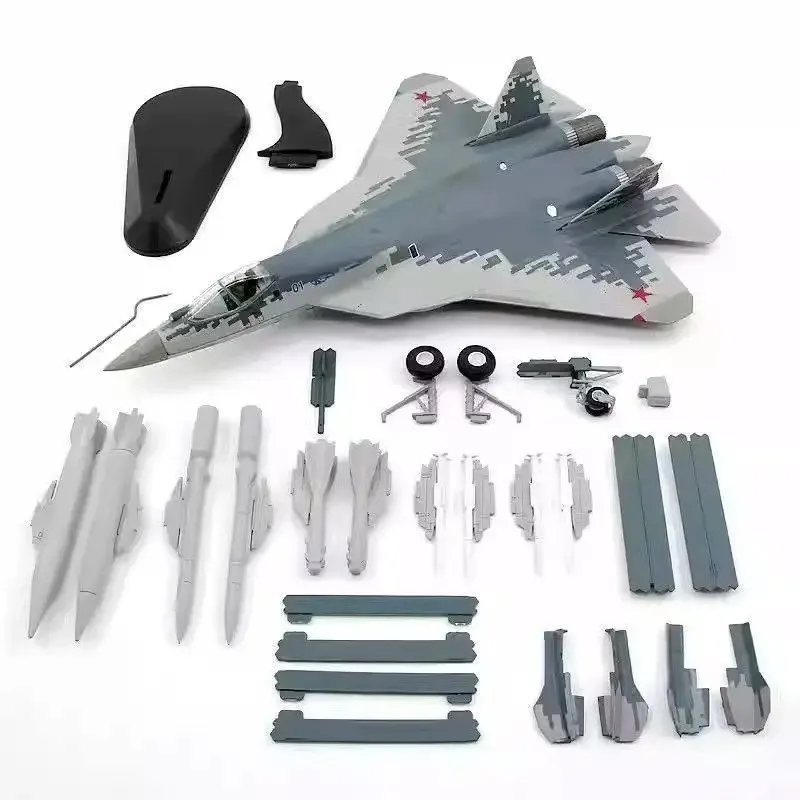 Diecast 1:24 Scale WLTK SU-57 Fighter Aircraft Digital Camouflage 01# Alloy Aircraft Model