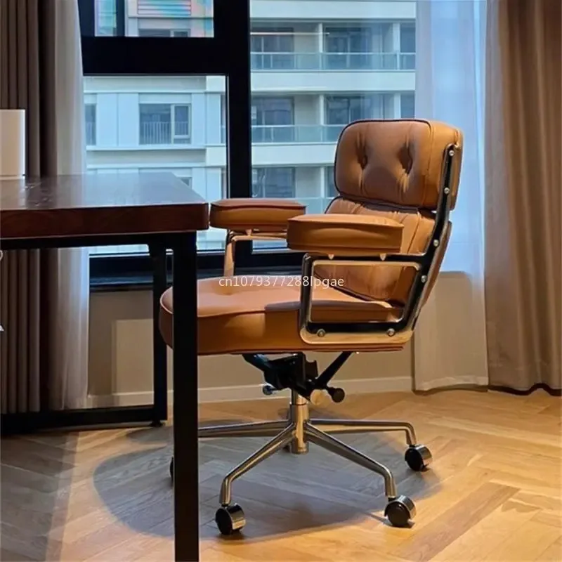 

Bread Leather Study Chair Home Computer Comfortable Sedentary Bedroom Soft Desk Chair Office Furniture