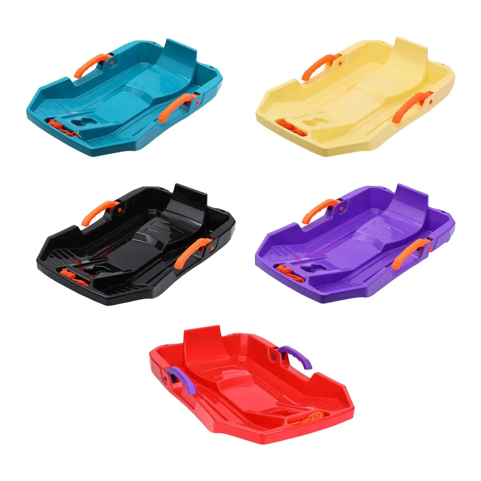 Children's Snow Sled for Winter with Brake Handles and Pull Rope Portable Multipurpose Downhill Snow Sled with hand grip