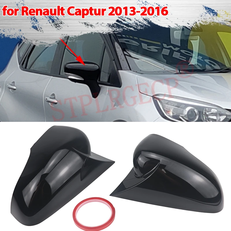 

ABS 2x Mirror Cover Car Side Rearview Mirror Cap Cover Shell Sticker for Renault Captur 2013 2014 2015 2016 B Platform
