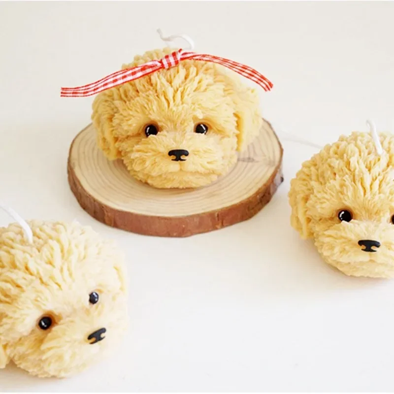 3D Teddy Dog Head Candle Silicone Mold DIY New Poodle Crafts Plaster Decoration Resin Soap Making Tool Handmade Candle Molds Kit