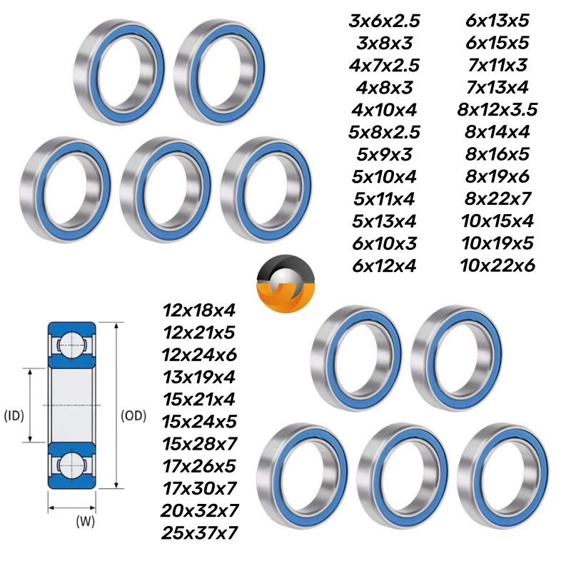 MR1319RS 13x19x4mm Bearing 10Pcs Thin Section Ball Bearing 10x15x4 15x21x4 8x16x5 5x10x4 5x11x4 5x8x2.5 mm ABEC-7 RC Car Bearing
