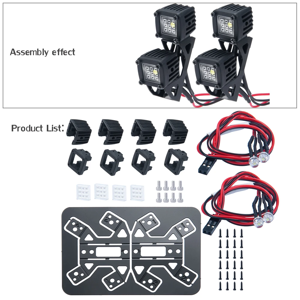 YEAHRUN LED-Leuchten Scheinwerfer Scheinwerfer für TRX-4 TRX6 Axial SCX10 Wraith SCX24 1/10 1/24 RC Auto LKW Dekoration Teile