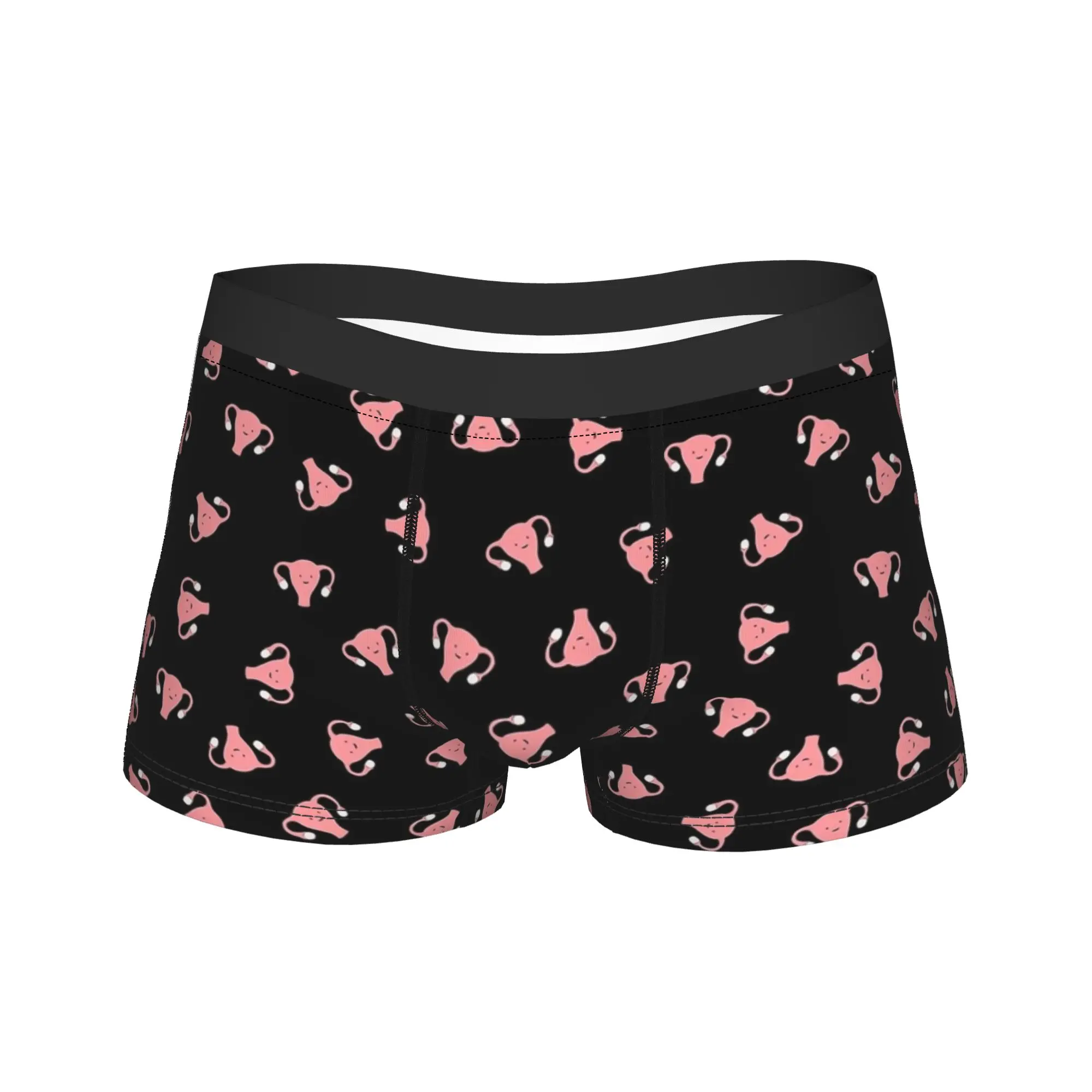 Crazy Happy Uterus in Black Boxer Brief  Underwear Hot Sale Men Classic Boxer Shorts Design Plus Size Underpants