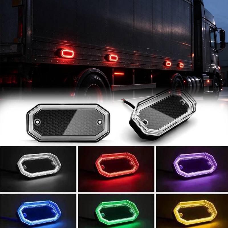 LED Truck Trailer Wheel Flow Warning Lights Clear Lens Multicolor Side Marker Lamps Compatible For Scania Multi-Mode Car A
