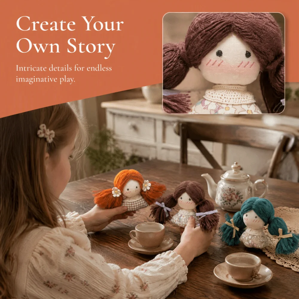 Handmade Braid Girl Doll Plush Versatile Fabric Girl Doll Fabric Cotton Filled Premium Quality Mini Cartoon Doll