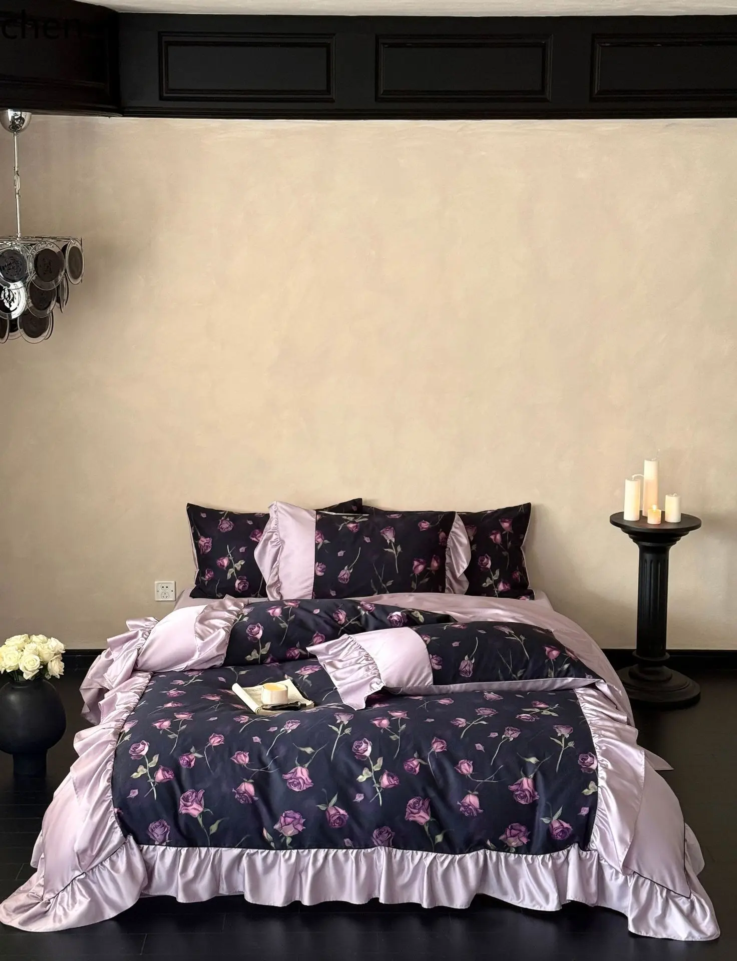 HXL Long-Staple Cotton Four-Piece Floral Print Ruffle Bedding Set