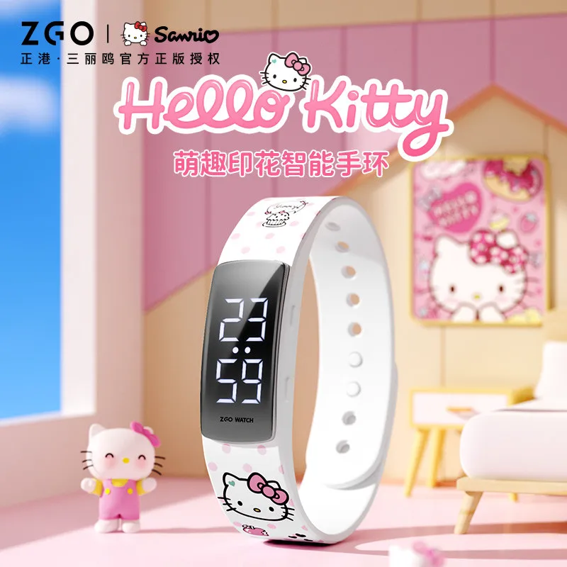 ساعة Zgo Sanrio Hello Kitty للأطفال، متعددة الوظائف للجنسين مع عداد الخطوات، ساعة منبه، ساعة رياضية مقاومة للماء 6262