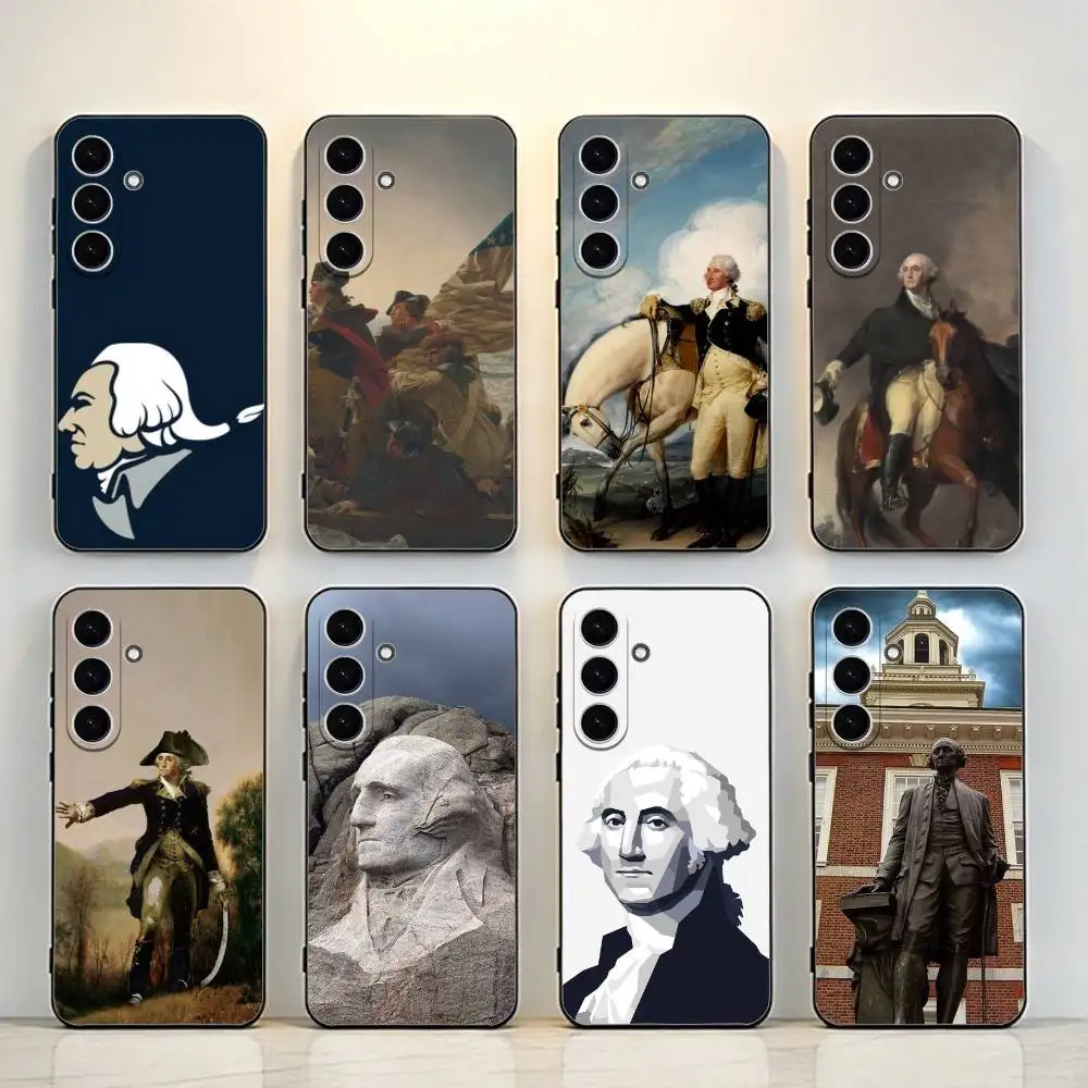 

G-George W-Washington Phone Case For Samsung Galaxy A73,A72,A71,A70,A53,A52,A51，Black Shell ll