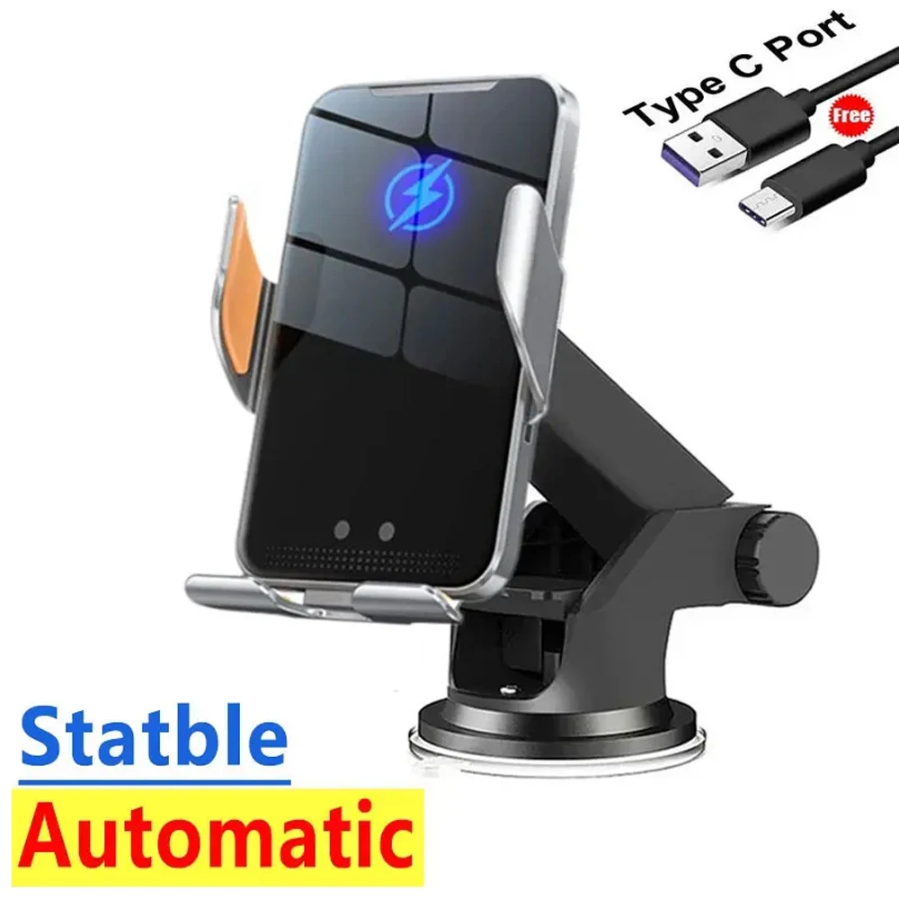 Car Wireless Charger Auto Car Mount Phone Holder Stand For iPhone 15 14 13 Samsung Xiaomi Infrared Induction 15W Fast Charging