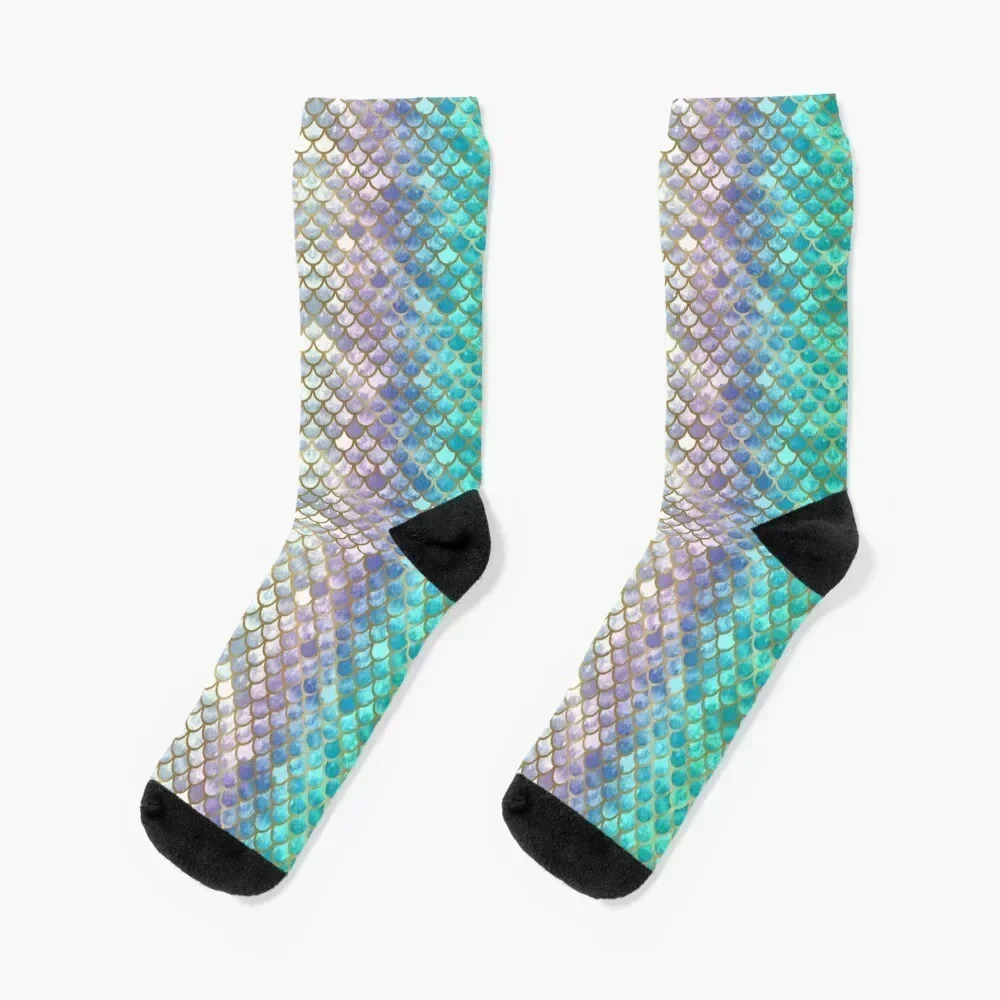 Pretty Mermaid Scales 38 Socks essential winter cool Socks Female Men's