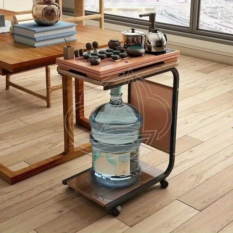 Movable Small Coffee Table with Wheels Slim Side Table for Living Room Sofa & Bedroom Bedside