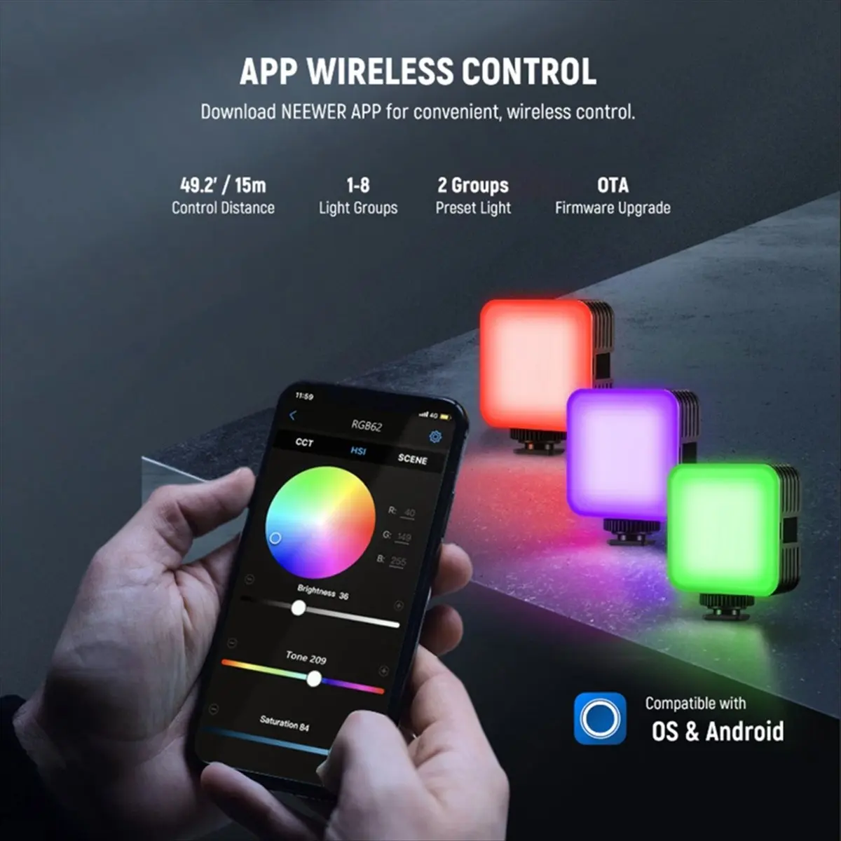 

Магнитная RGB-видеолампа с настольной подставкой-штативом, управляемая через приложение, перезаряжаемая батарея, улучшенное освещение для фотосъемки