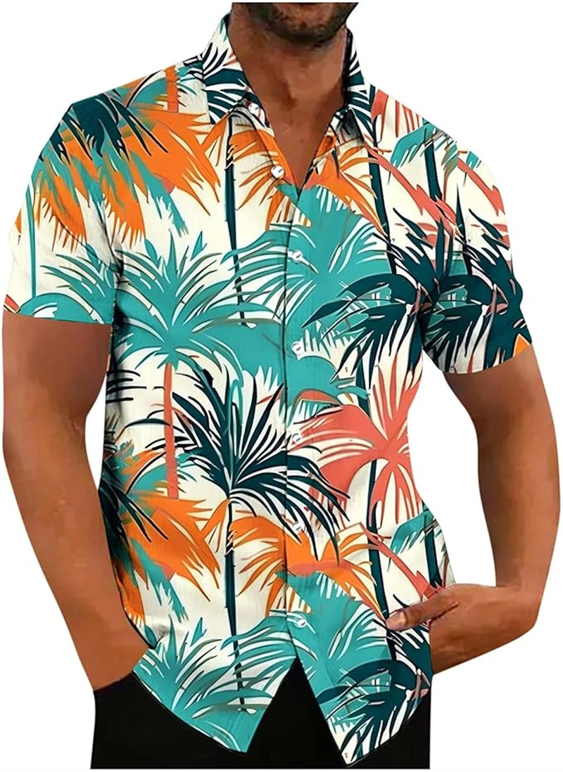 

Hawaiian Shirt Man 3D Print Casual Beach Fashion Shirt Tropical Plam Luxury Black Social Vintage Funny Oversized Clothes Unisex