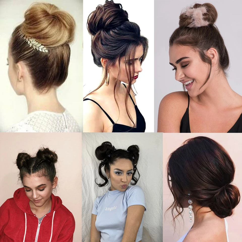 Synthetic Claw Clip Chignon Hair Extention Hair Bun Meatball Head Hair Accessories Messy Straight Chignon Clip-in Updo Donut Bun