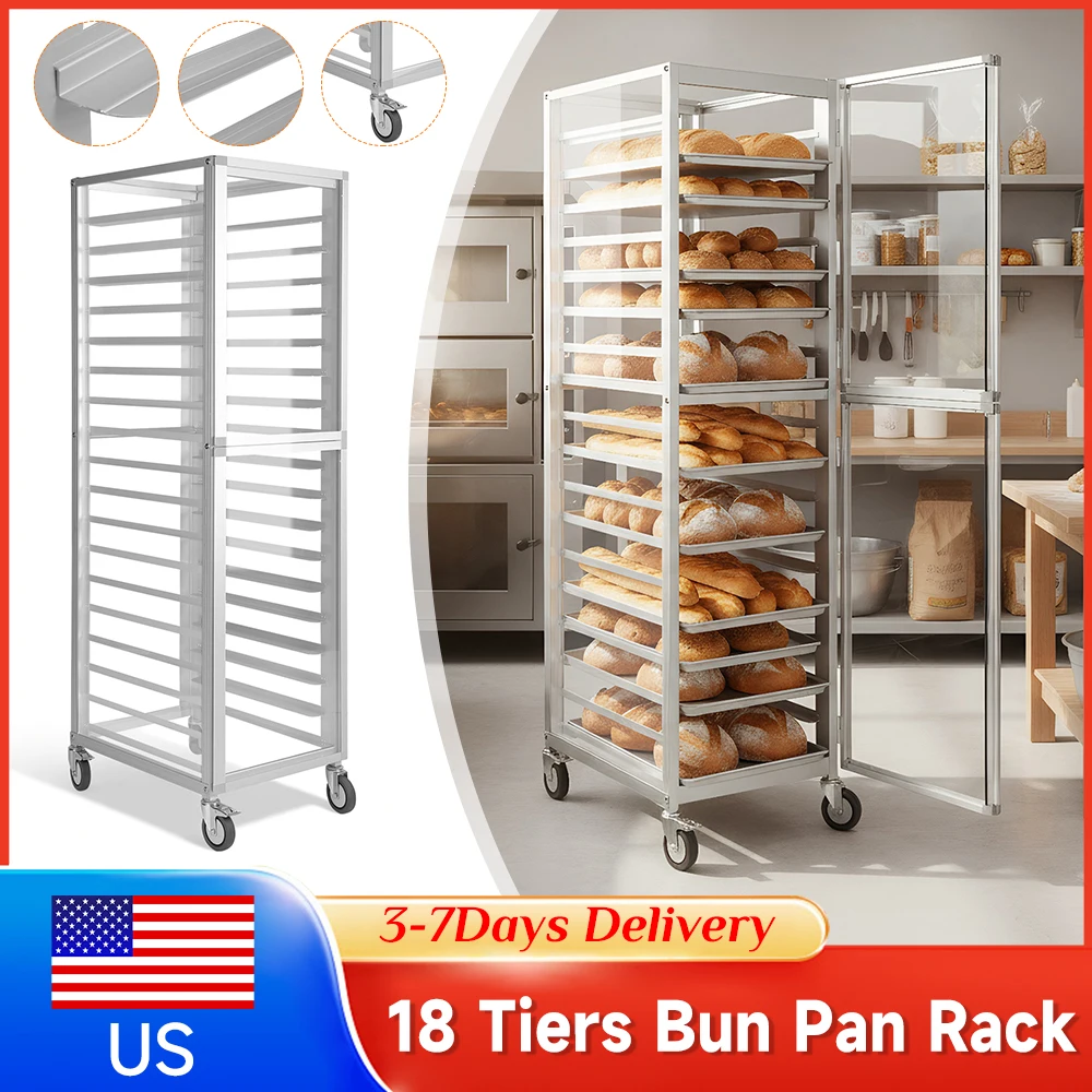 

18-ярусная коммерческая тележка-органайзер для противней из алюминия с съемными полками, сертифицированная NSF, для выпечки и кейтеринга в ресторанах