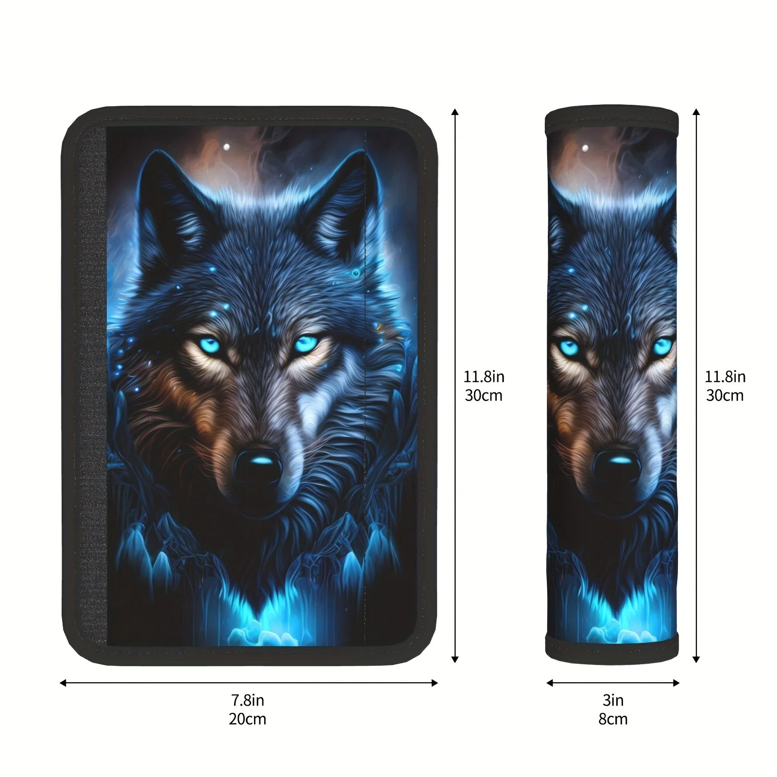 Blue Flame Wolf King Car Seat Belt Cover Soft Seat Belt Shoulder Pad For Car Interior Accessories Backpack Shoulder Pads