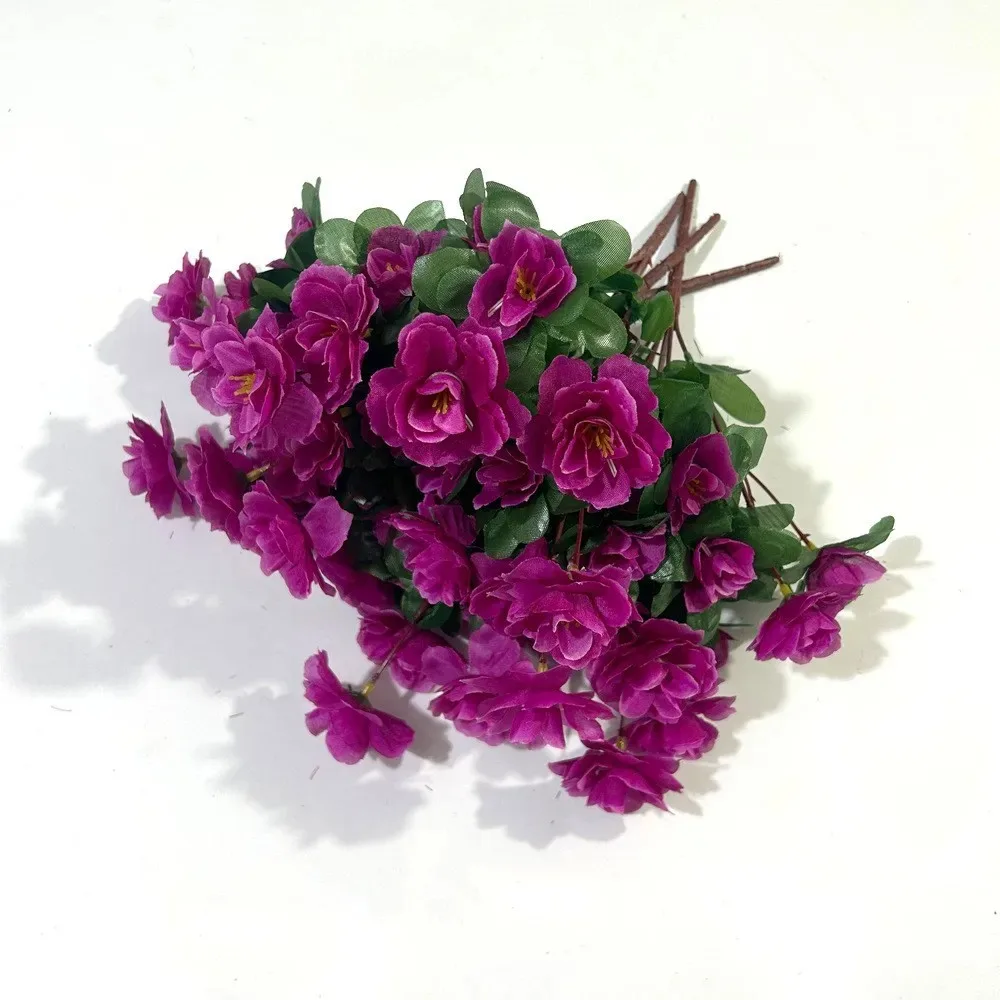 2PCS/1set Outdoor Herbst Künstliche Rote Azalea Hohe Qualität Blumen Büsche UV Beständig Dekor Gefälschte Blumen Hause dekorationen Kleine – Detail 3