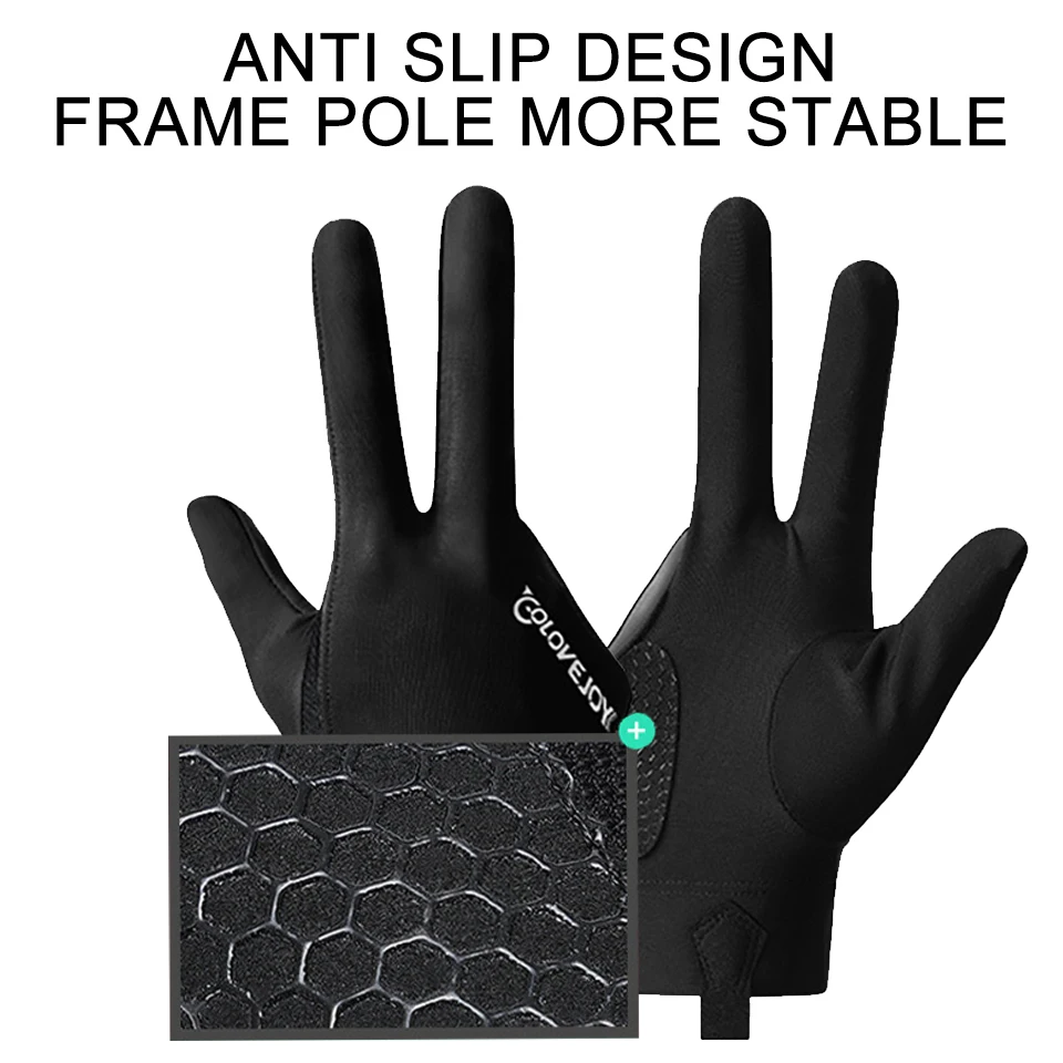 LOOGDEEL 1PCS Billiards Gloves Snooker Table Tennis Gloves Enhanced Grip Left Right Hand Open Three Finger Billiards Gloves