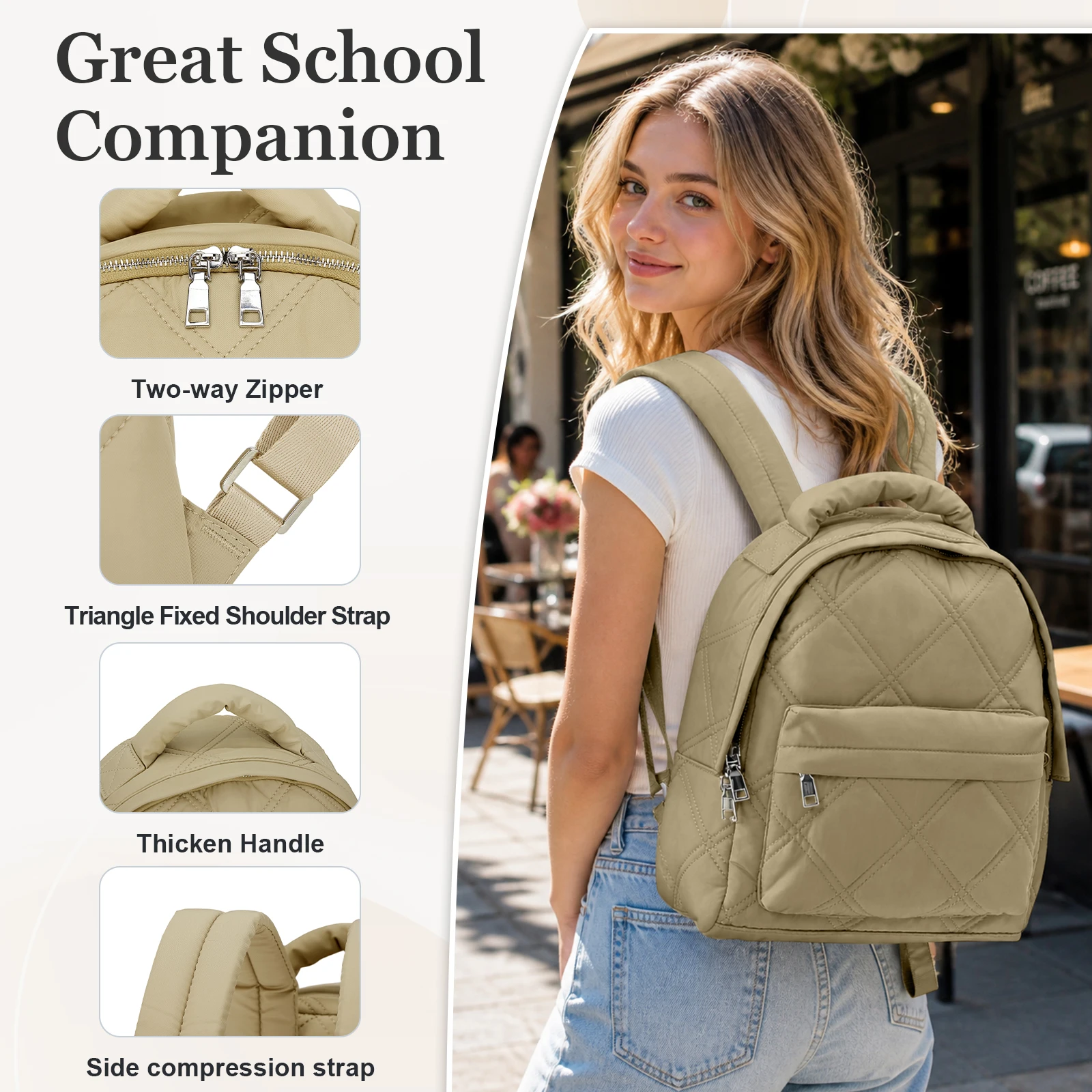 Women's Backpack Fashion Backpacks, Mini Backpack Lightweight Casual Backpack Work Bag Woman Puffer Small Backpack Purse view 3