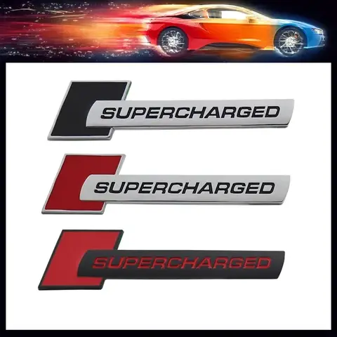 3D Supercharged for A3 A4 A5 A6 Q3 Q5 Q7 S3 S4 S5 S6 S8 car Hood Fender trunk Rear Bonnet Decal Emblem Badge Sticker