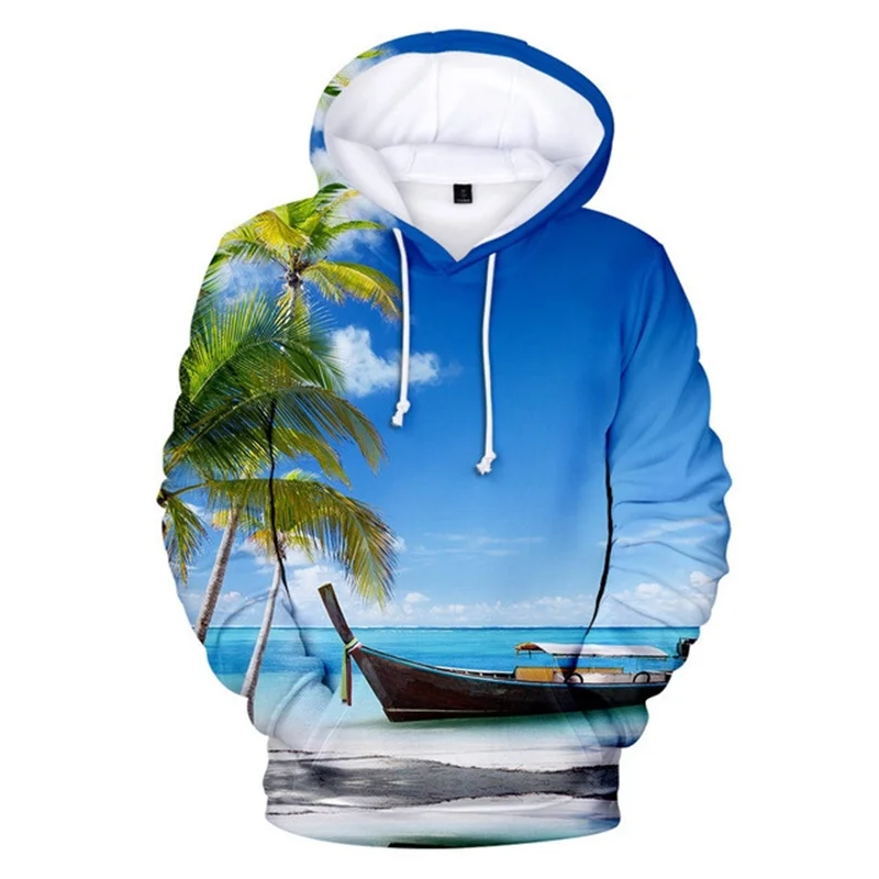 

Beach Tree Windmill Vacation Hoodies 3D Men Casual Sweatshirts Long Sleeve Hoodie Pullover Autumn Tops Oversized Streetwear