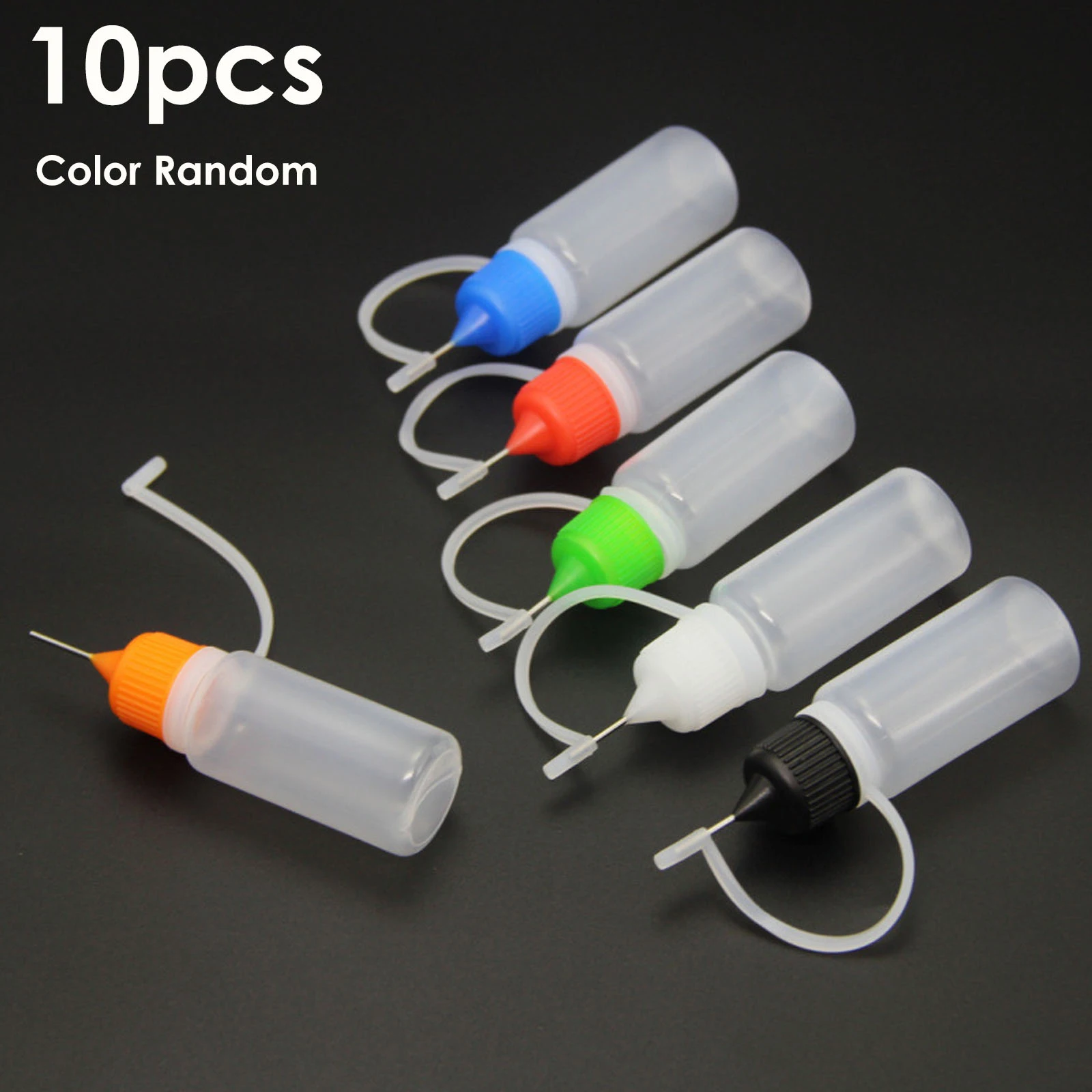 

10pcs Colorful 10ml Refillable Squeezable Needle Bottle Point Line Diy Polymer Clay Tools Gifts Needle Tip Glue Bottle