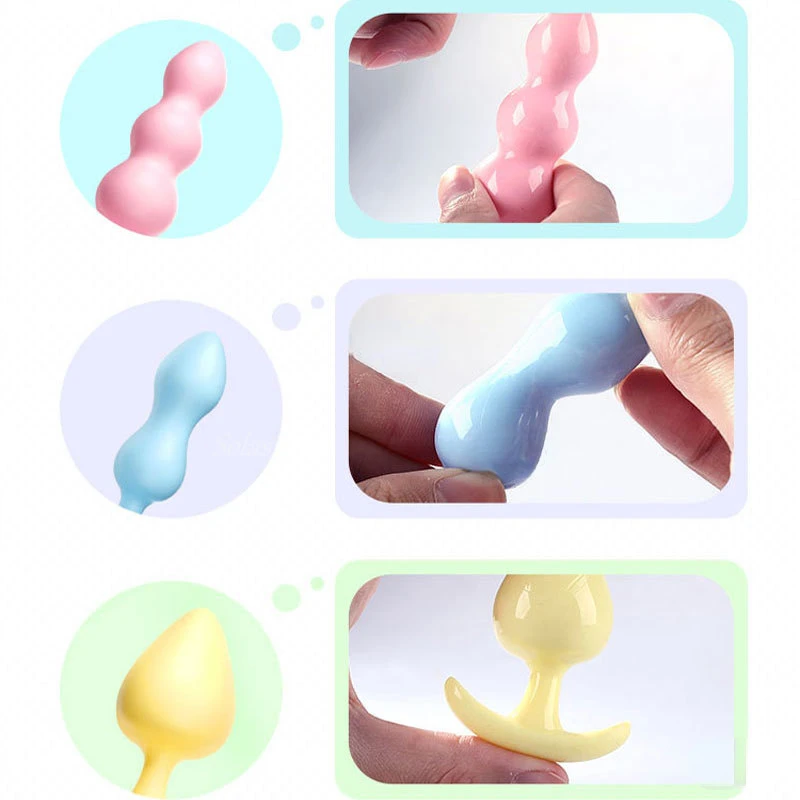 3pc/Set Soft Silicone Anal Plugs Beginner Anal Stimulator Trainer Sex Play Toy for Women Couples G-spot Massage Sex Product